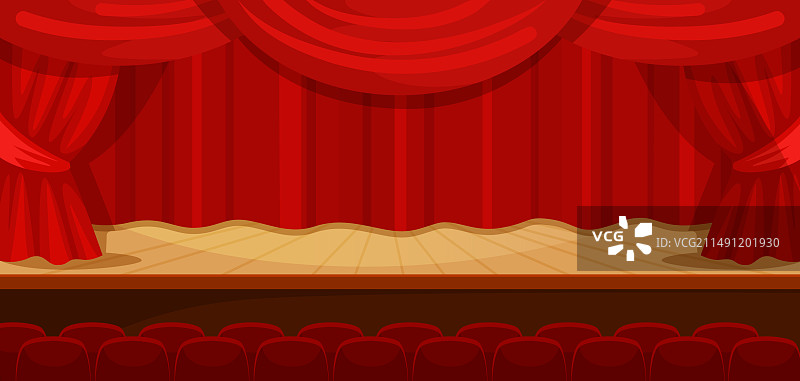 木质舞台上空音乐厅的聚光灯图片素材