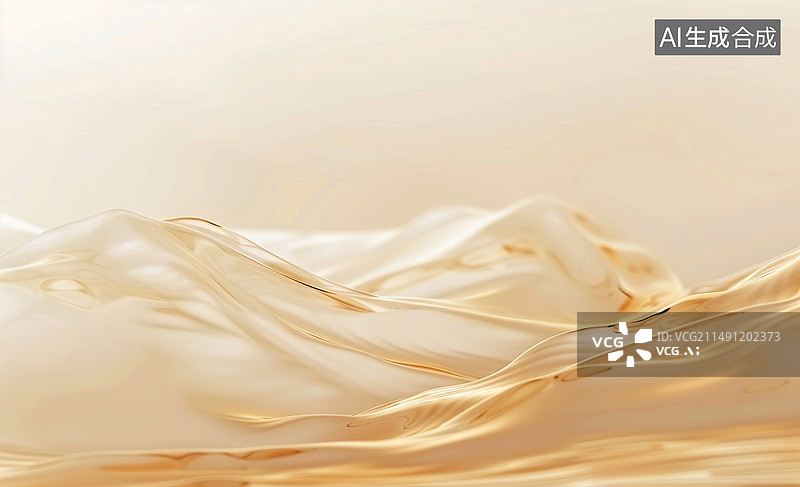 【AI数字艺术】流动的金色布料3D渲染图片素材