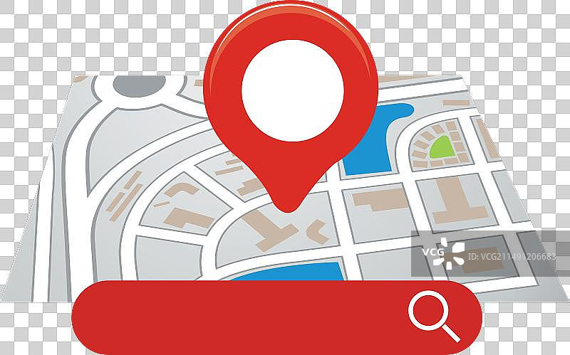 折叠纸质地图搜索栏和图钉图片素材