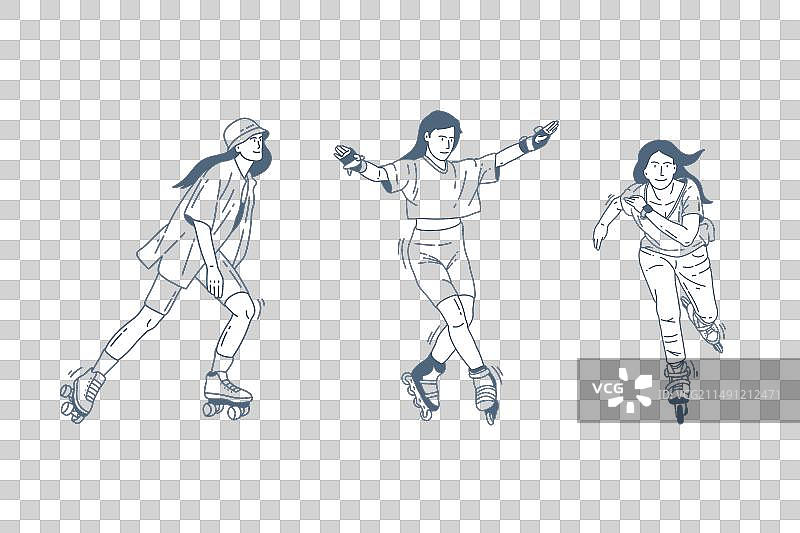 轮滑运动轮廓合集图片素材
