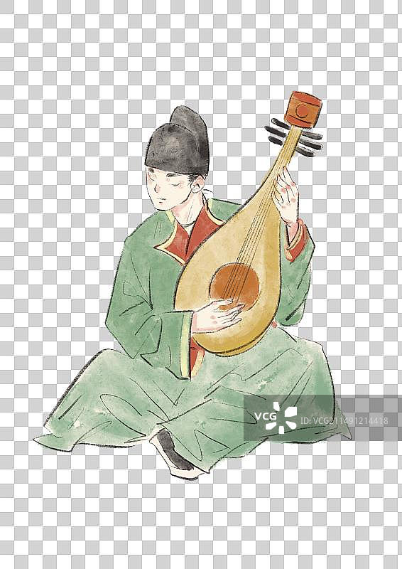 国潮风唐朝舞乐插画元素图片素材