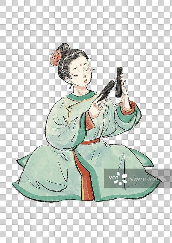 国潮风唐朝舞乐插画元素图片素材