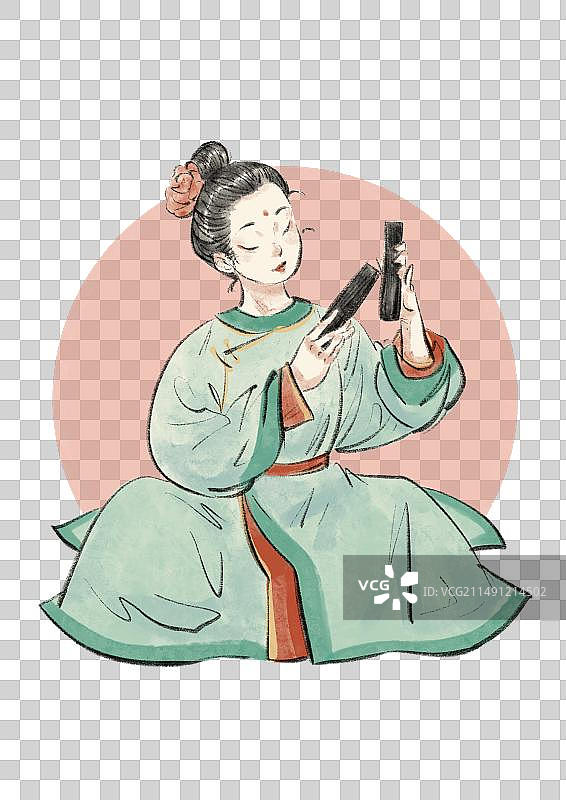 国潮风唐朝舞乐插画元素图片素材