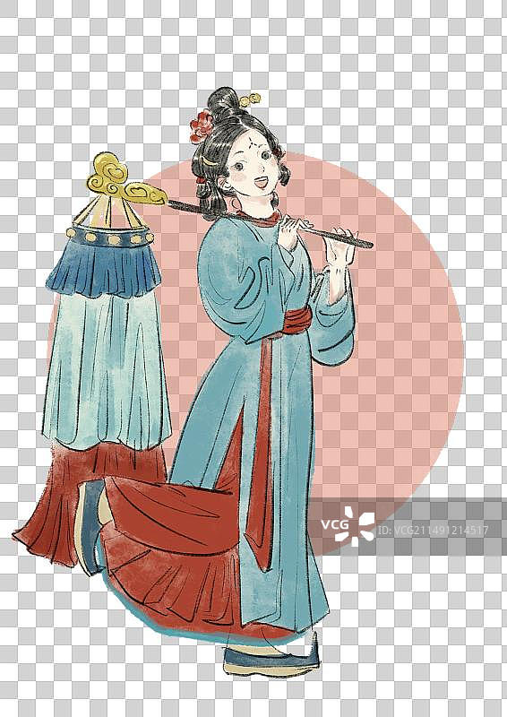 国潮风唐朝舞乐插画元素图片素材