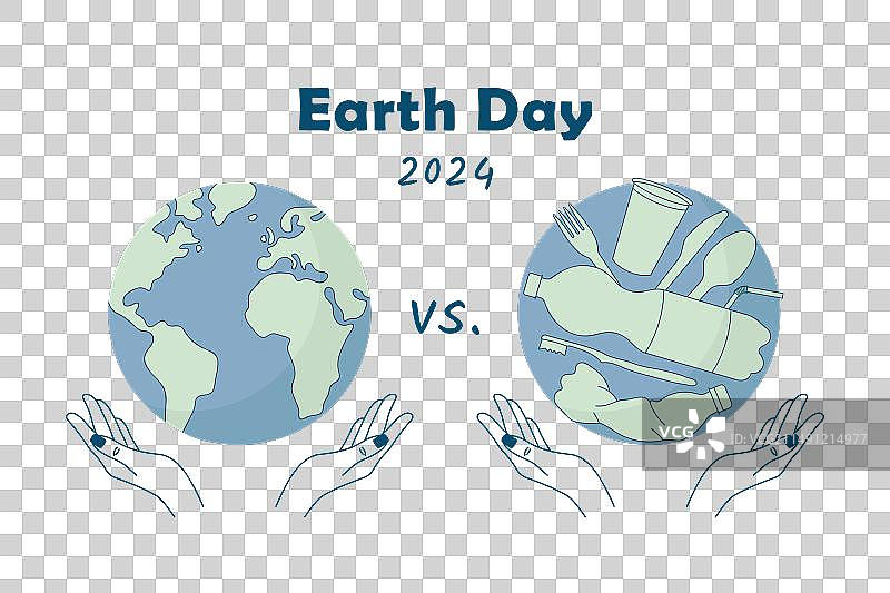 2024年世界地球日主题：星球对抗塑料图片素材