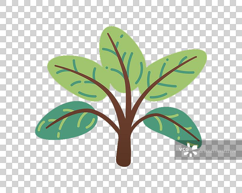 带叶嫩芽图标，自然植物符号图片素材