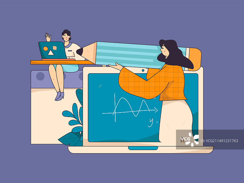 教育学习的人物扁平矢量概念手绘插画图片素材