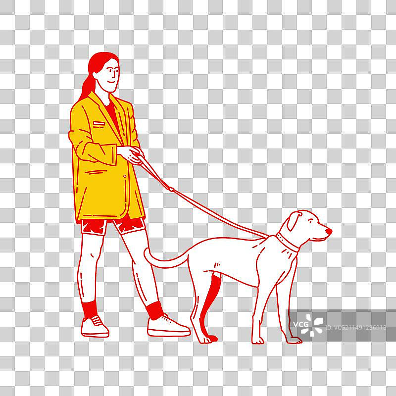 卡通遛狗图片素材