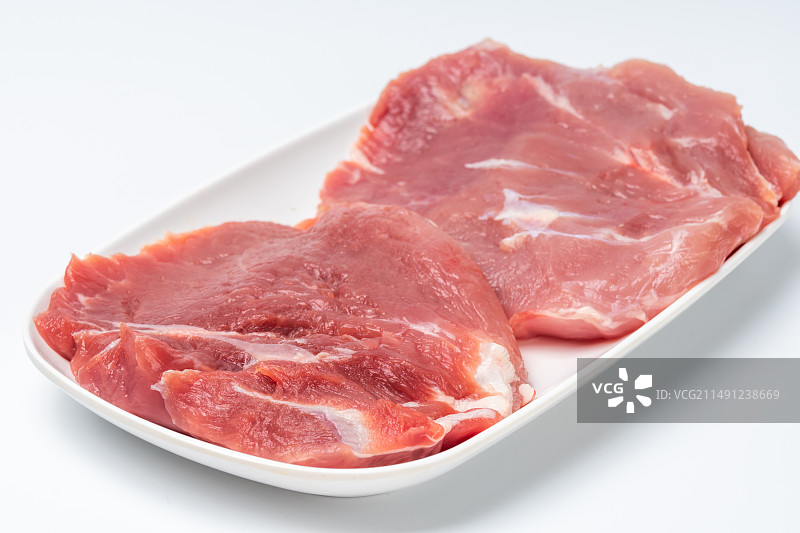 新鲜猪瘦肉食材配菜白底图片素材