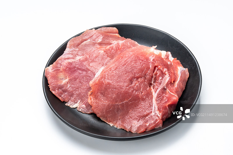 新鲜猪瘦肉食材配菜白底图片素材