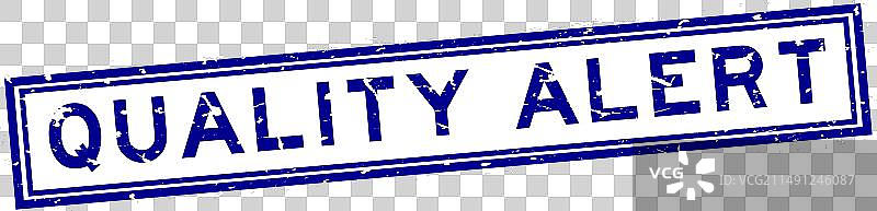 蓝色质量警报文字方形橡胶印章图片素材