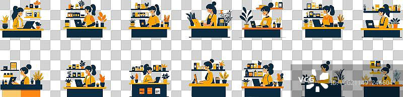 收银员商品销售场景扁平化素材图片素材