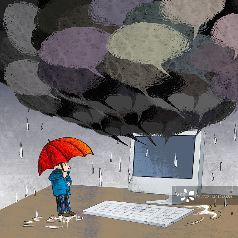 网络里的言论形成负能量，下雨了图片素材