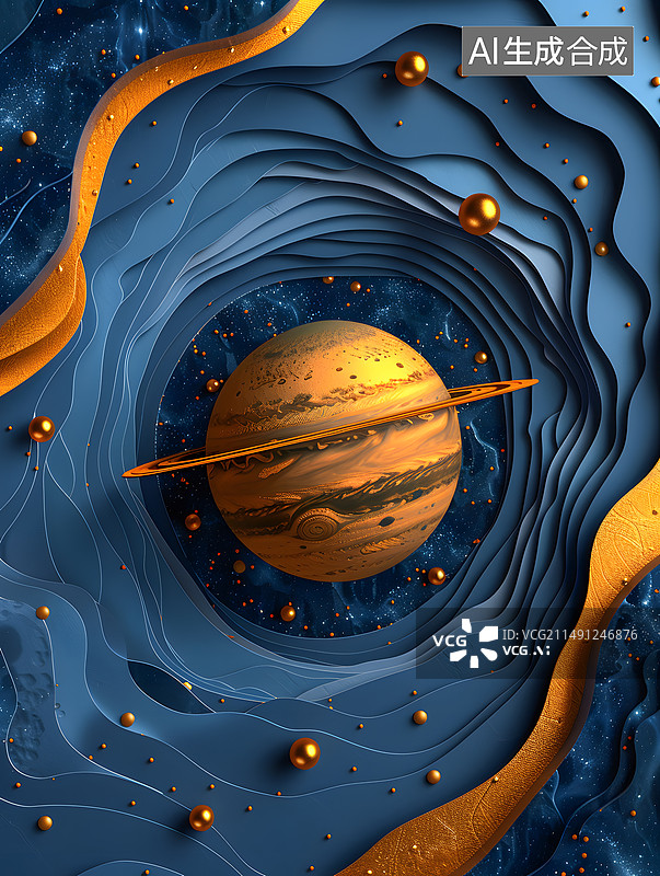 【AI数字艺术】星球剪纸立体画图片素材