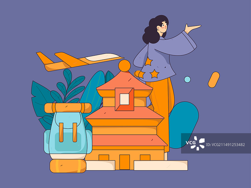 节假日旅游出行人物互联网背景矢量手绘插画图片素材