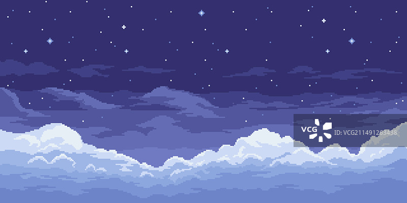 8位像素艺术夜空游戏空间景观图片素材