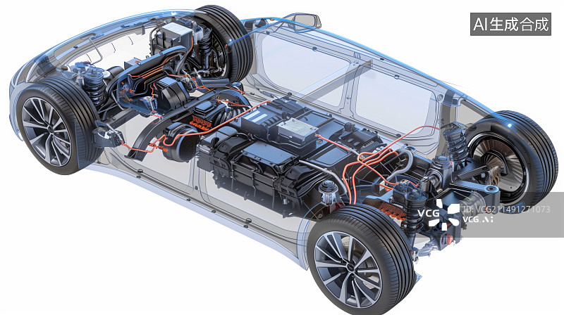 【AI数字艺术】平台上带有电池组电池模块的电动汽车电池图片素材