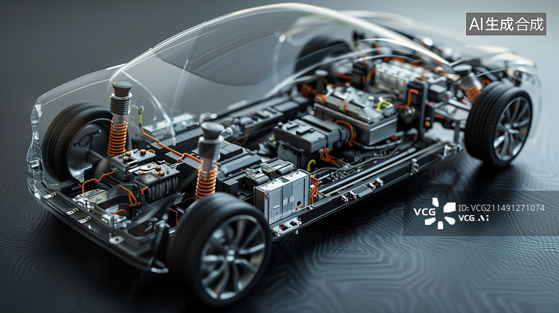 【AI数字艺术】平台上带有电池组电池模块的电动汽车电池图片素材