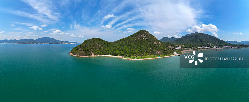 航拍深圳户外桔钓沙海岸线徒步线路虎头山图片素材