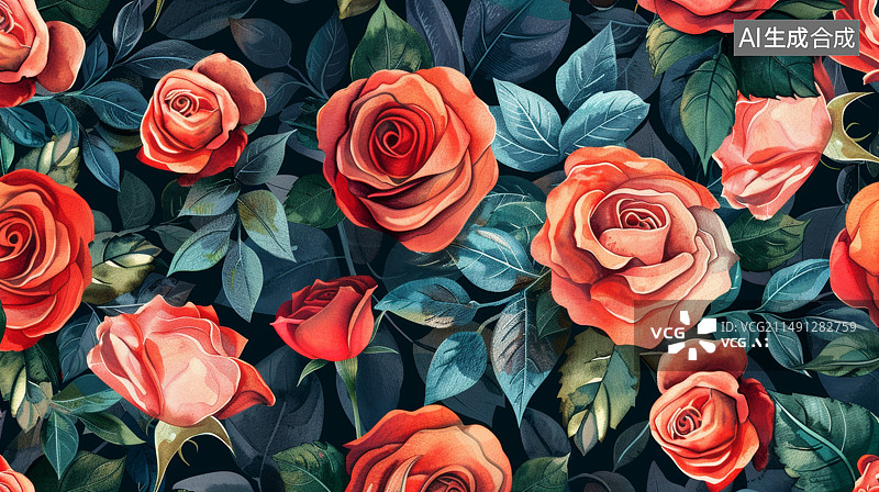 【AI数字艺术】热带雨林植物插画背景图片素材