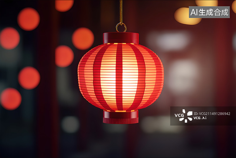 【AI数字艺术】红色喜庆的灯笼  节日背景图片素材