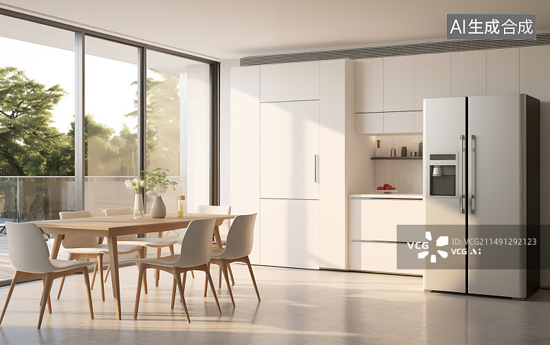 【AI数字艺术】现代风格的开放式厨房图片素材