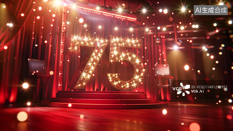 【AI数字艺术】75周年国庆 舞台背景图片素材