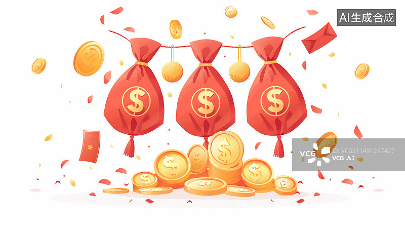 【AI数字艺术】财神 钱币图片素材