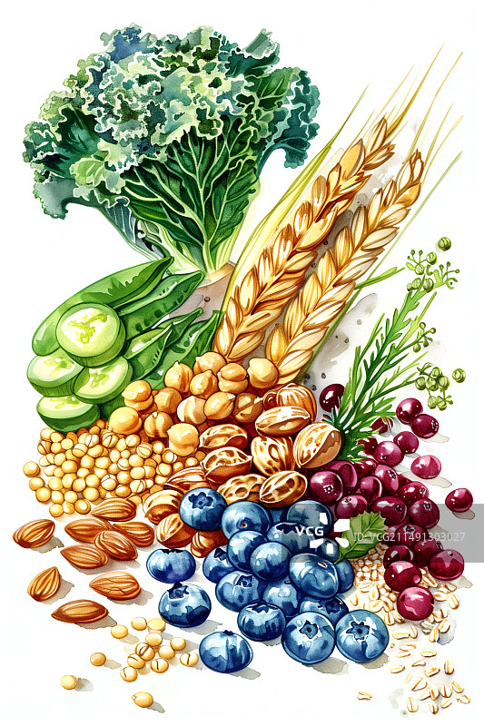 营养谷物水彩图片素材