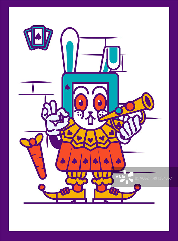 吹小号的卡牌兔子图片素材