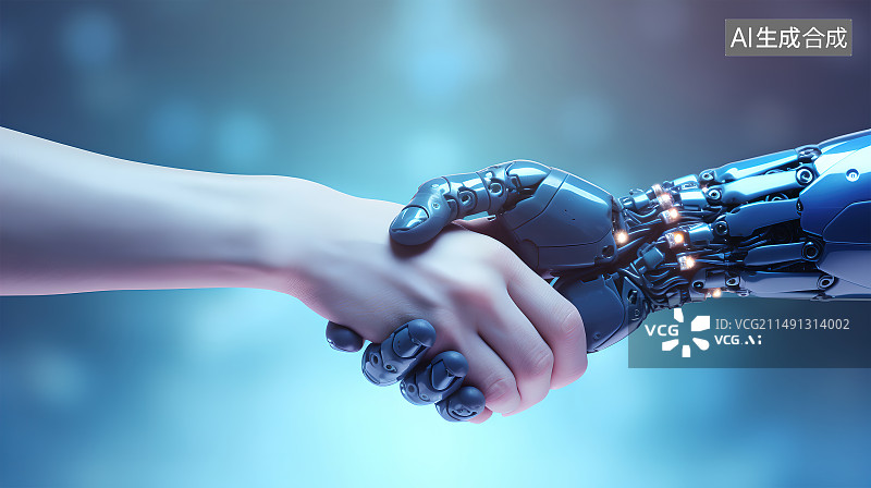 【AI数字艺术】握手 科技 人工智能图片素材