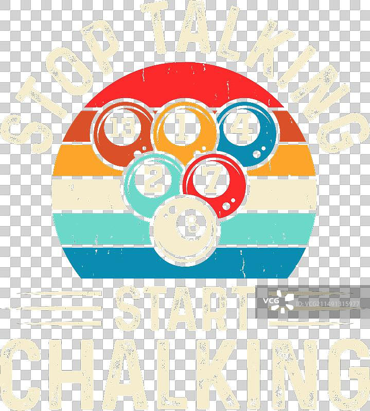 复古台球游戏T恤设计图片素材