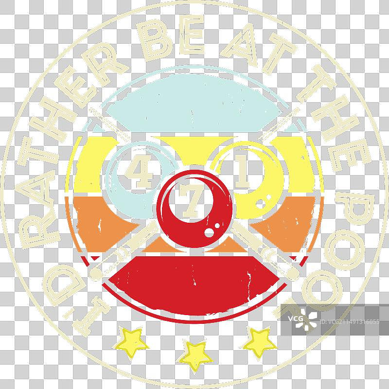 复古台球游戏T恤设计图片素材