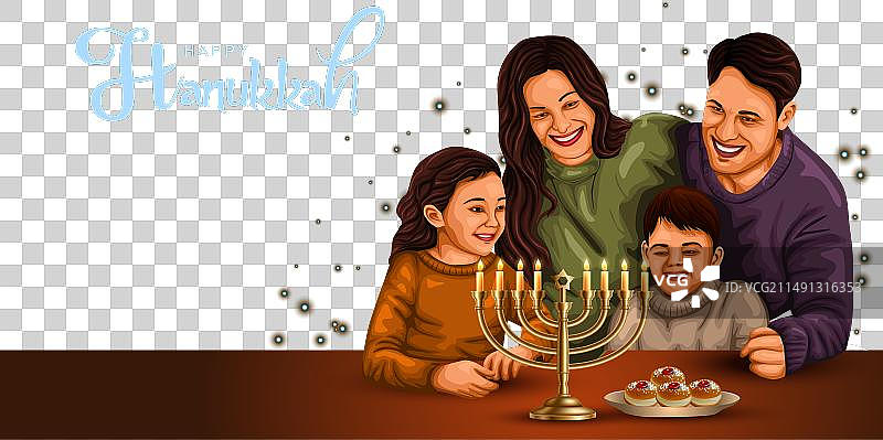 幸福家庭庆祝光明节图片素材