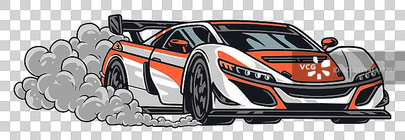 赛车复古彩色标志图片素材