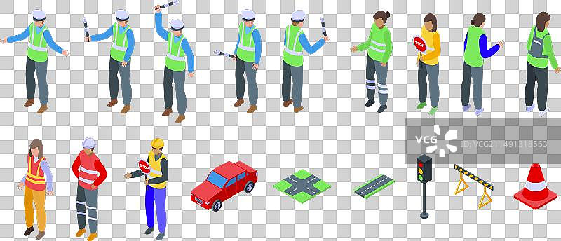 交通管制员图标等距合集图片素材