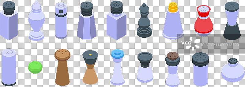 玻璃胡椒粉瓶等距图标图片素材