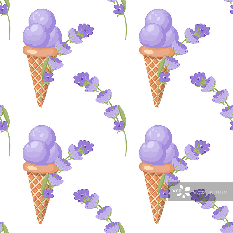 薰衣草冰淇淋三勺图片素材