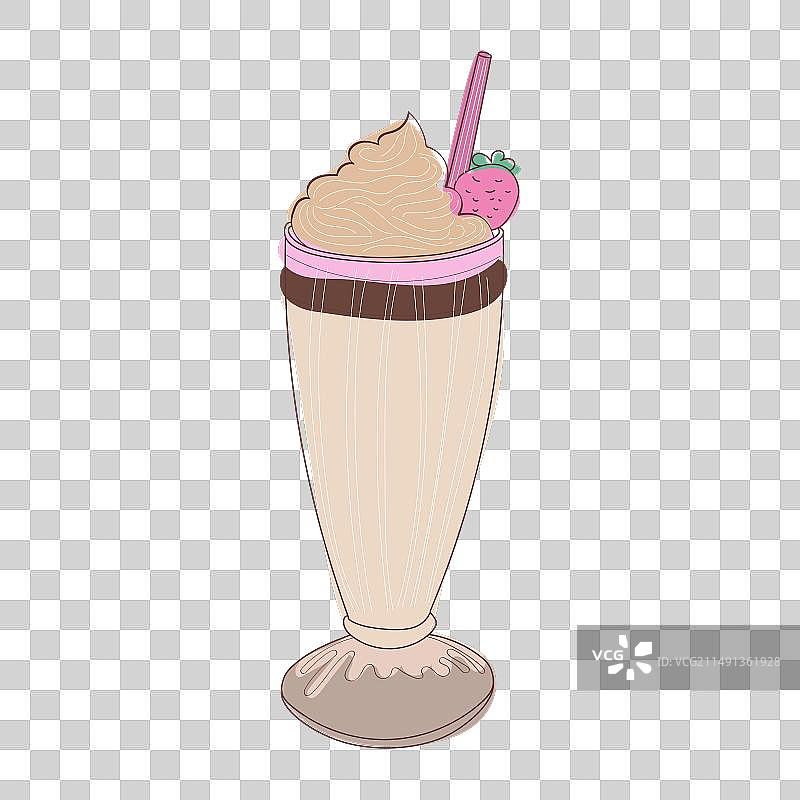 草莓奶昔绘画图片素材