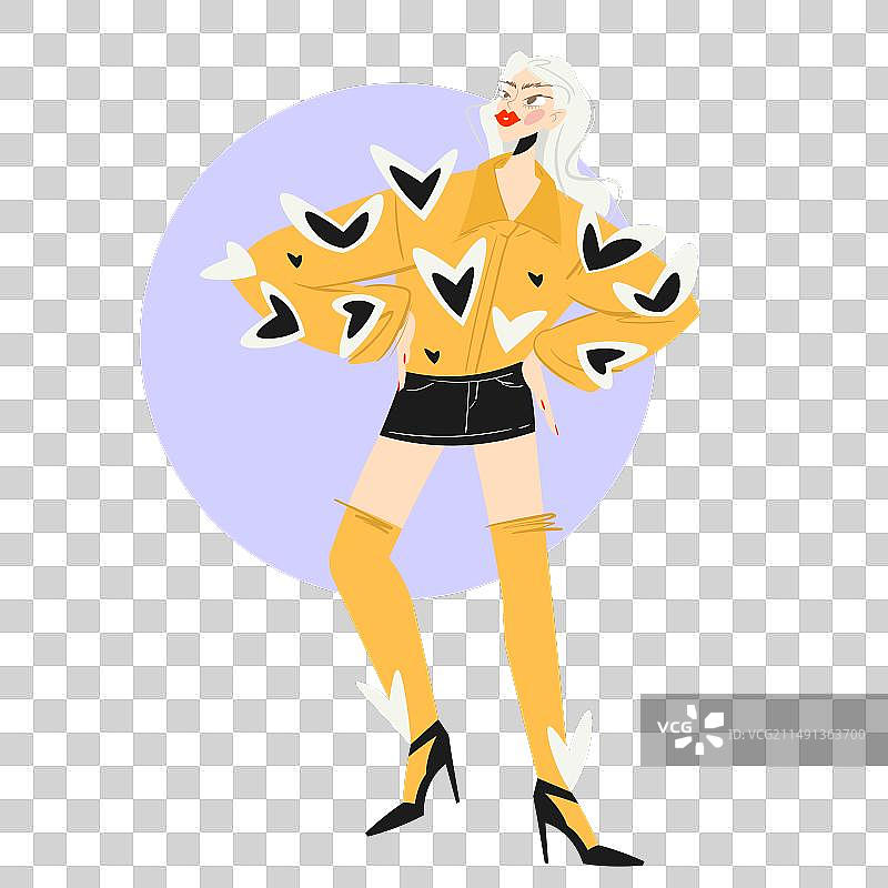 身穿黄色衣服的时尚女孩图片素材