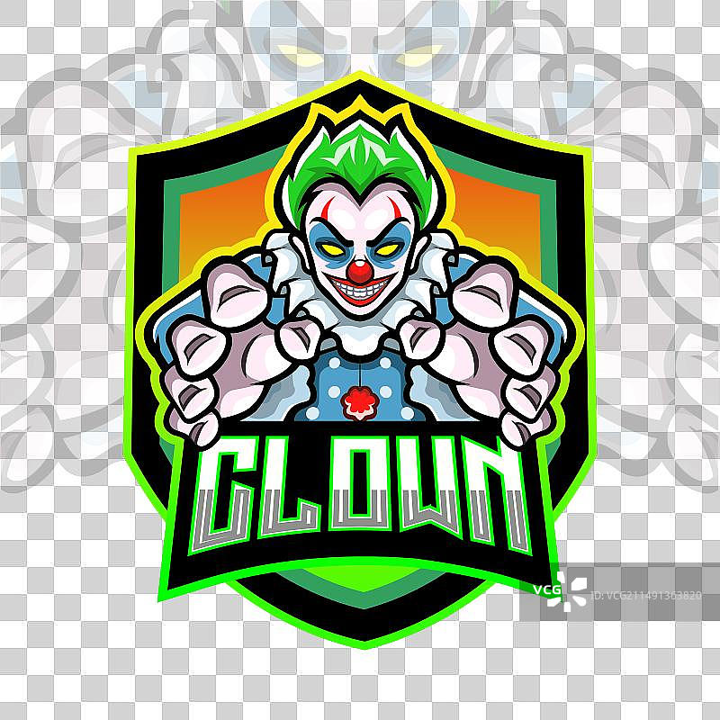 小丑电竞logo吉祥物设计图片素材