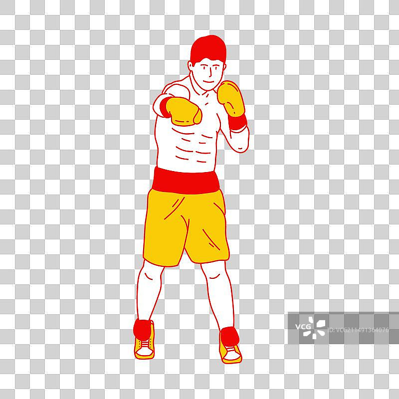 拳击手简笔画卡通形象4图片素材