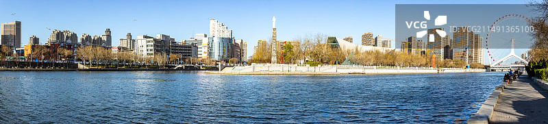 天津海河风情线三岔河口天津城市建筑景观全景图图片素材