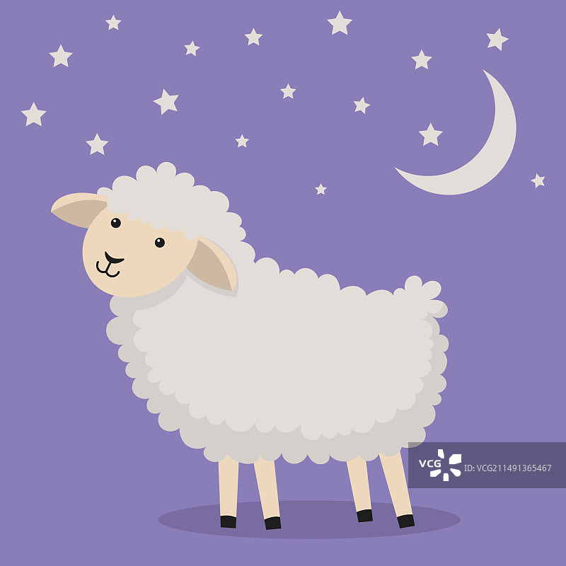 扁平风格的可爱卡通绵羊图片素材