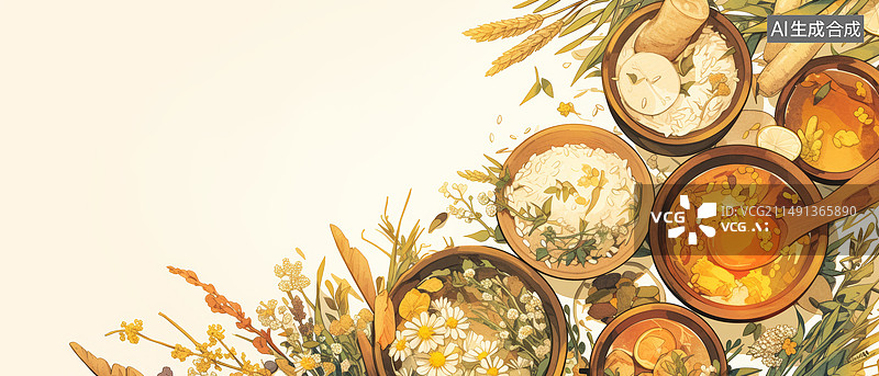 【AI数字艺术】中药插画图片素材