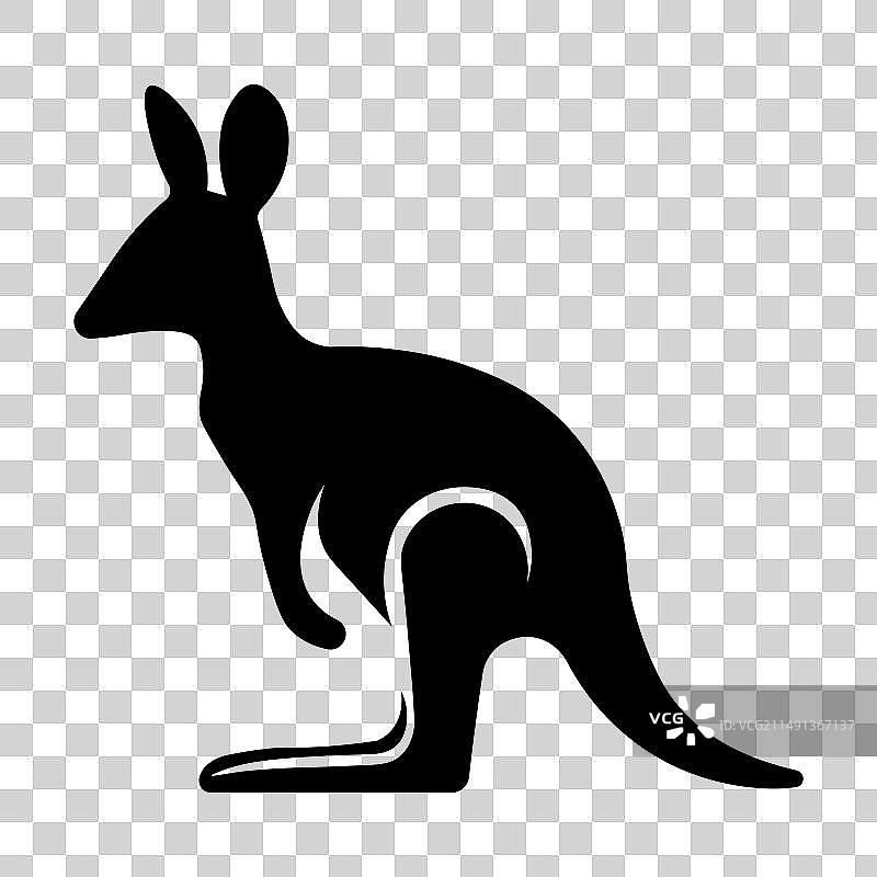 白色背景上的黑色袋鼠图标图片素材