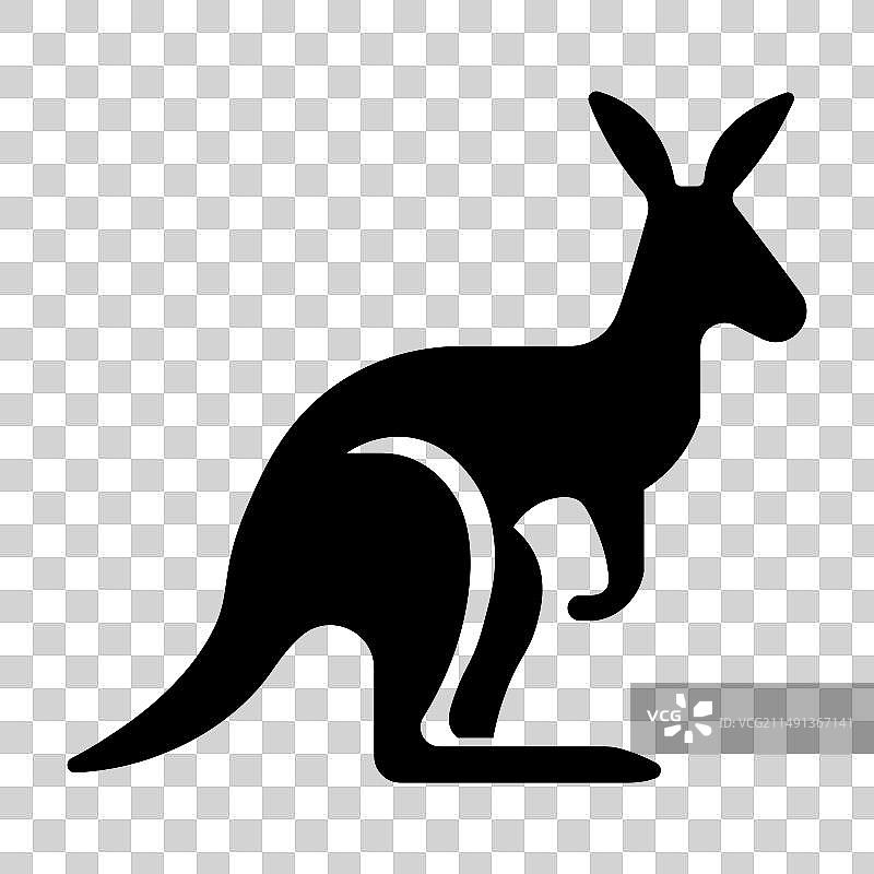 白色背景上的黑色袋鼠图标图片素材