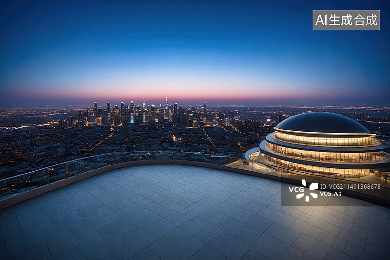 【AI数字艺术】城市风光道路平台图片素材