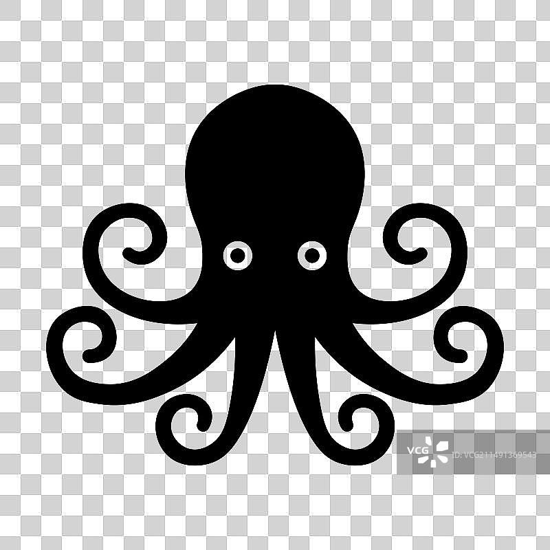 白色背景上的黑色章鱼图标图片素材