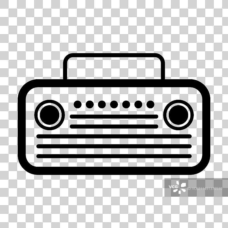 白色背景上的黑色收音机图标图片素材